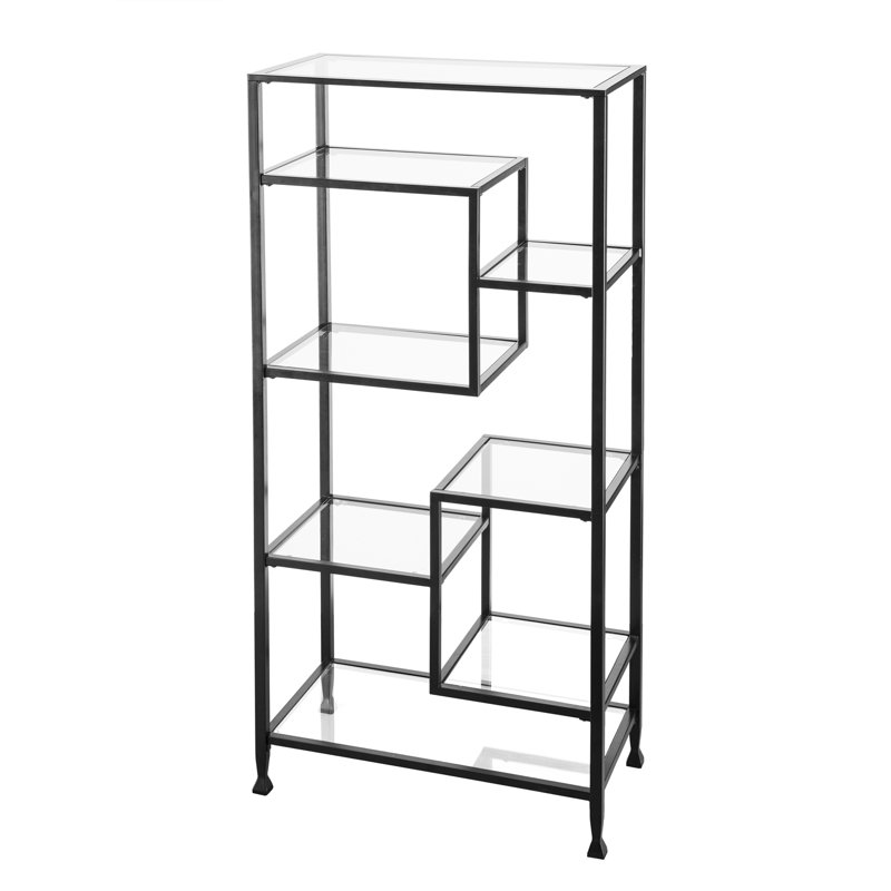 Charney Geometric Bookcase, Matte Black