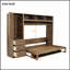 Lit escamotable peu encombrant avec garde-robe intégrée, tiroirs et tablettes ouvertes pour un rangement efficace et une vie moderne