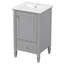 Meuble-lavabo de 20 po avec lavabo en céramique, pieds en bois massif, meuble-lavabo autoportant avec armoire de rangement, tiroirs et portes à fermeture en douceur, support de rangement-712529392