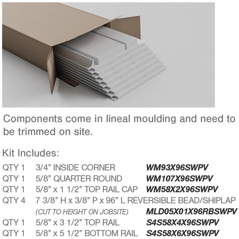 Deluxe Shiplap with a Nickel Gap 8' Length PVC Wainscoting Kit, 32"