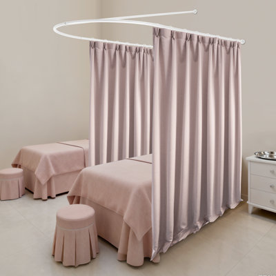 Privacy Partition Curtain Rod, U-Shaped Room Divider Rod With Ceiling Support (Without Curtain)