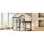 Lit simple superposé au-dessus de bois avec tente, couleur, construction solide, décoration de chambre à coucher ludique - finition, construction pour, conception inspirée de la maisonnette, espace de rangement spacieux-129632172