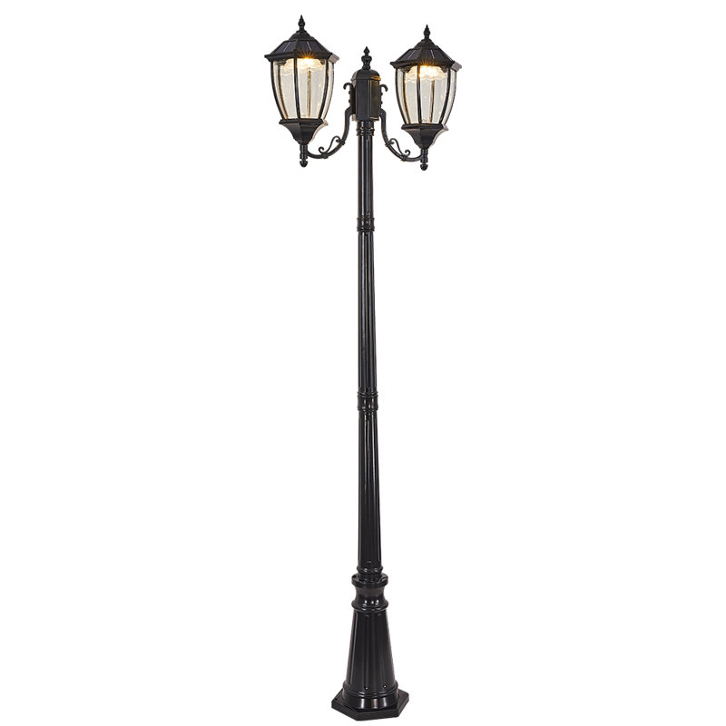 Lampadaire d'extérieur à double tête à énergie solaire (double)