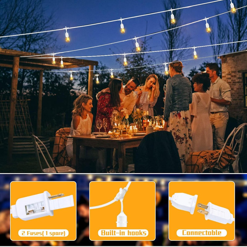 Outdoor String Lights LED White 100FT Patio Lights String With 3...