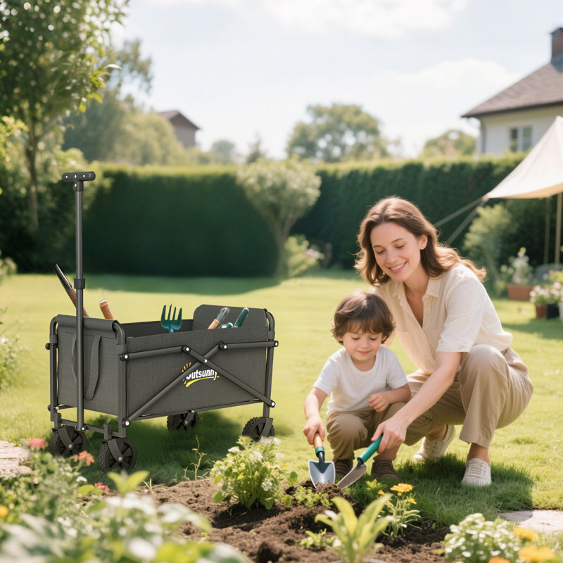 Petit chariot pliable pliable, chariot de jardin utilitaire, gris, Gris
