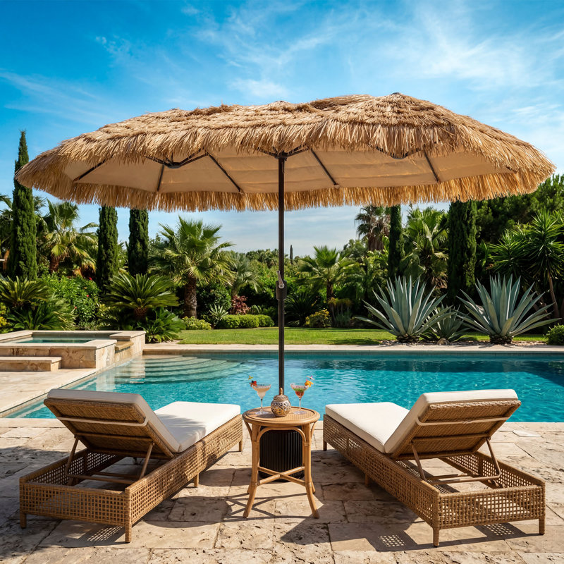 Parasol en chaume 13 pi style hawaïen
