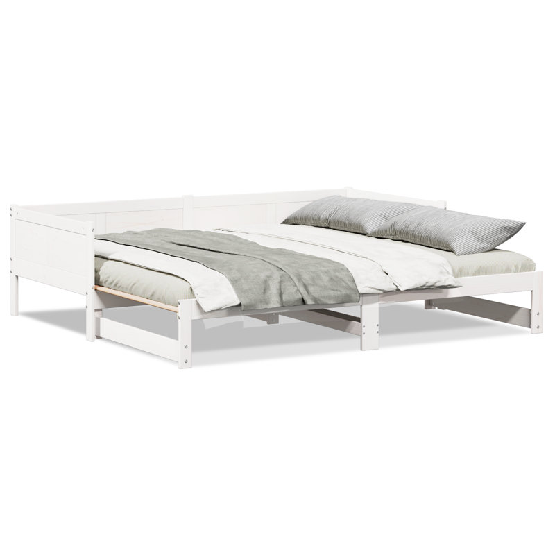 Pull-Out Day Bed 90X200 Cm Solid Wood Pine, White