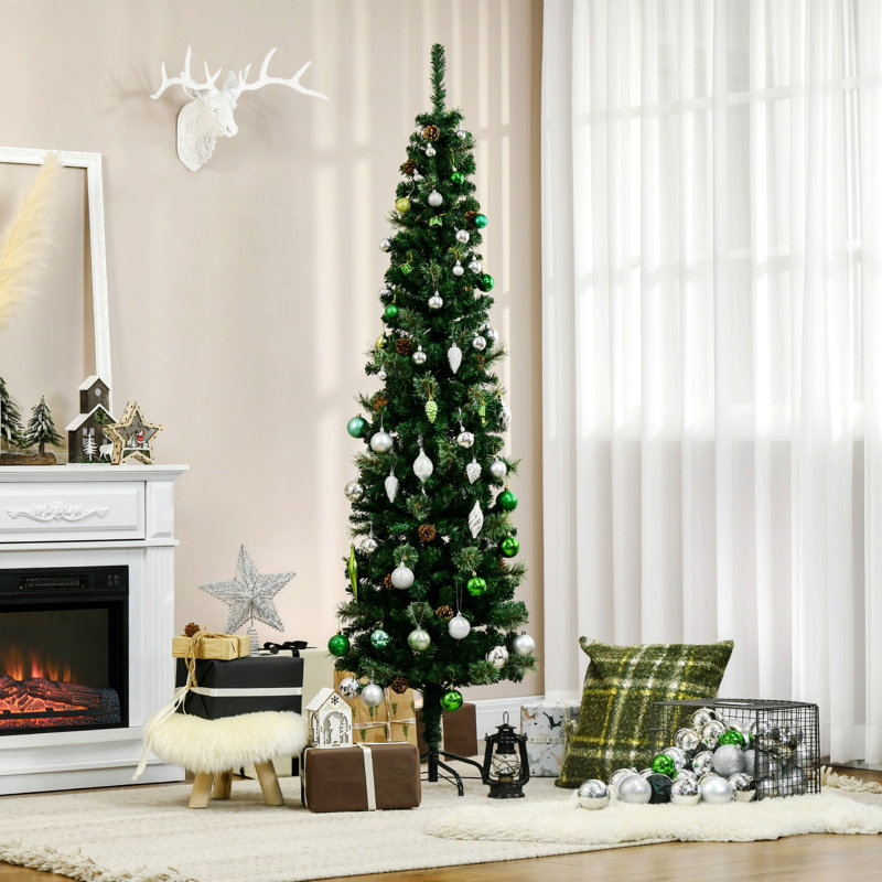 Arbre de Noël artificiel, arbre élancé avec base en métal, 6.4'