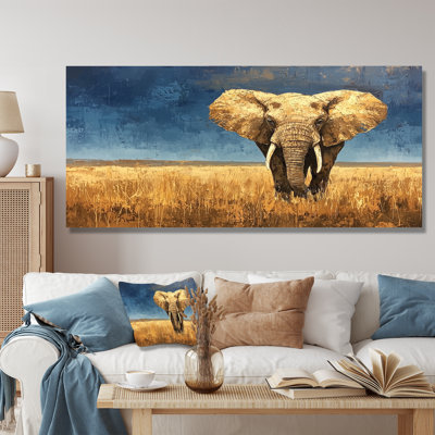 Éléphant dans les plaines d'Afrique I - éléphant, art mural sur toile