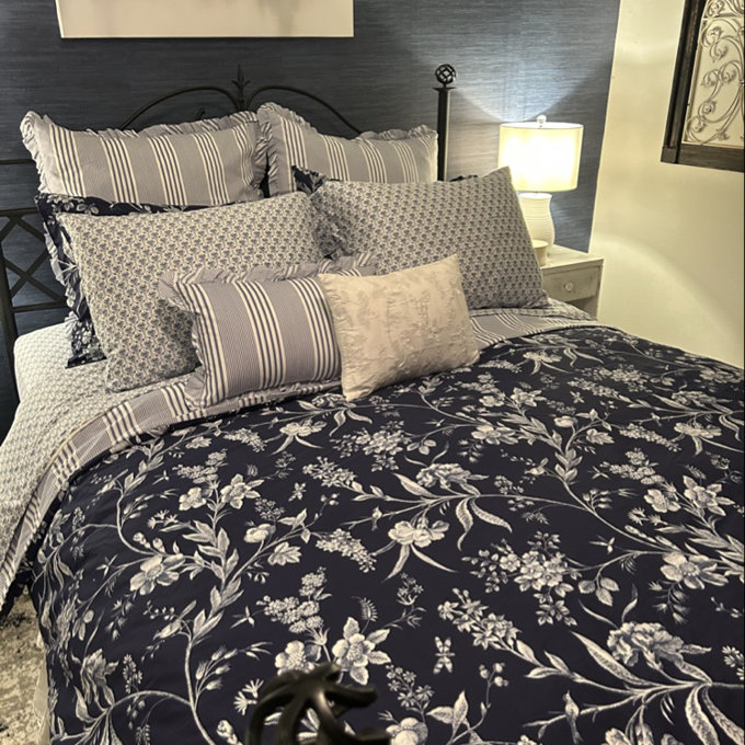 Laura Ashley Set Di Lenzuola In Percalle Di Cotone (200 Fili) – Morbido E Fresco, Con Federe. Stampa Evie Blue, Letto Matrimoniale (Doppie)