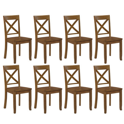Bronxton 17" Wide Wooden Dining Chairs With Cross-Back Design