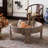Retro Beige Solid Wood Round Coffee Table-621326033