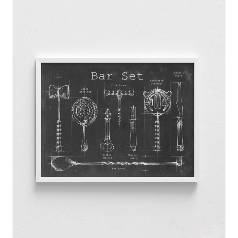 Ensemble de bar, impression de dessin, décor de bar encadré, Art de cocktail minimal, Art mural cocktail, Art noir et blanc, décoration murale tableau noir, Art mural encadré