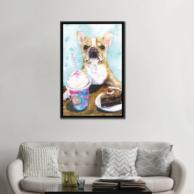 « cafe ii », reproduction sur toile, H 26 po x l 18 po x P 1,5 po, Toile avec cadre noir, Pas de tapis