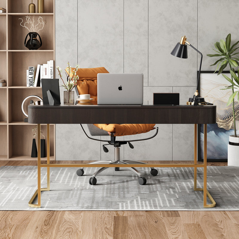 Bureau personnel, Noir et or, H 29,5 po x l 47 po x P 23 po