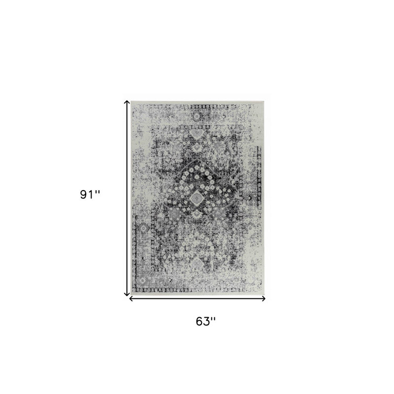 5' X 8' Black Oriental Area Rug