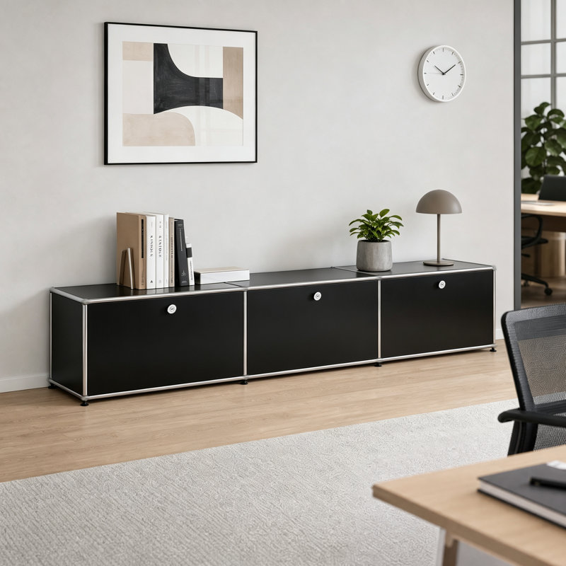 Modern Modular Metal Storage Cabinet with Adjustable Shelves, Multipurpose Office Storage Organizer with Soft-Close Doors, Heavy-Duty Steel Cabinet for Home Office, Living Room, Entryway or Kitchen