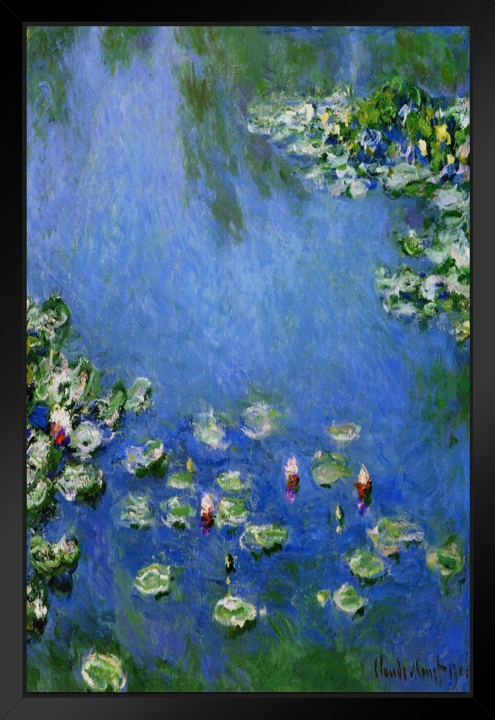 https://assets.wfcdn.com/im/10367357/compr-r85/1635/163518056/claude-monet-water-lilies-nympheas-1906-oil-on-canvas-french-impressionist-painting-black-wood-framed-poster-14x20-framed-on-paper-print.jpg