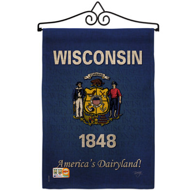 En toile jute 2 côtés 19 po x l 13 po wisconsin drapeau de jardin