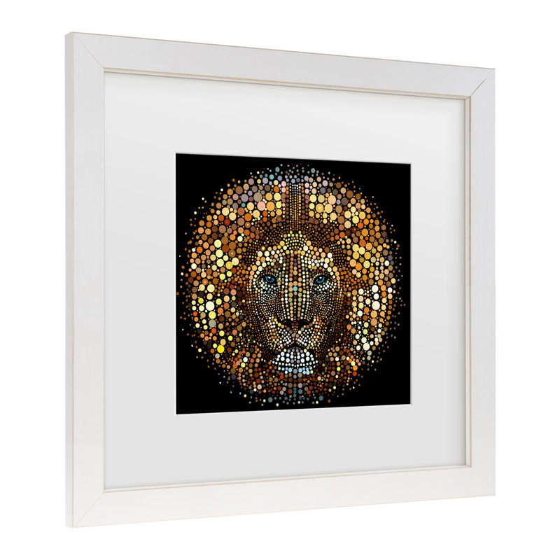 ALI Chris «Paint Dawb Lion», art encadré mat, Blanc, H 18 po x l 18 po x P 0,75 po