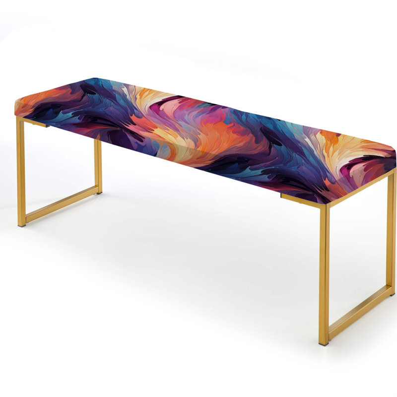 Banc abstrait tapissier doré, Colourful Mystic Ikat Fusion