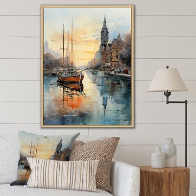 Kordale " Yellow Teal New York Harbor Twilight "