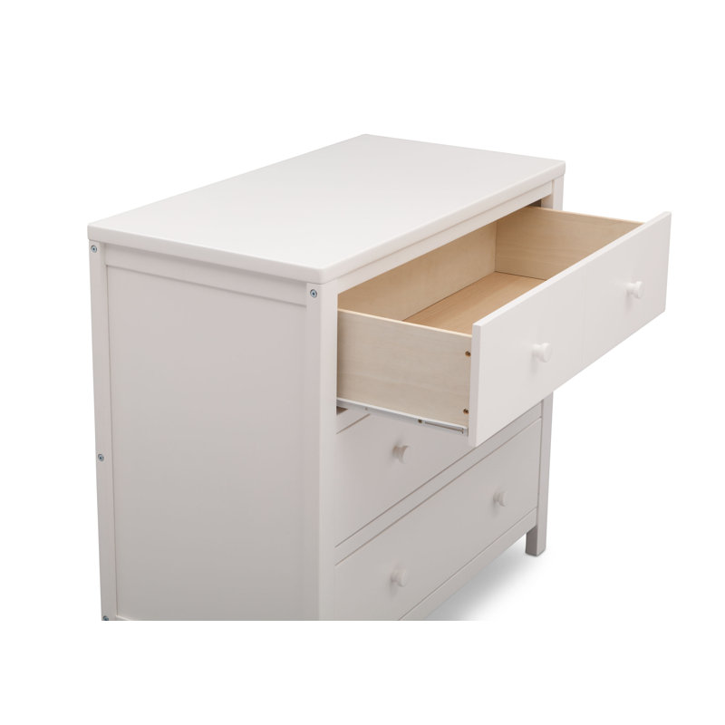 Commode 3 tiroirs avec tiroirs à verrouillage Delta, blanc Bianca , Blanc