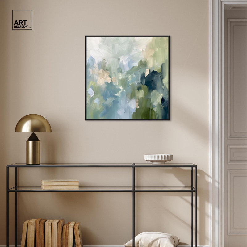 Minted Brush Canvas Minimal Abstracts by Art Remedy, 41" H x 41" W, Gold, Floater Framed Print