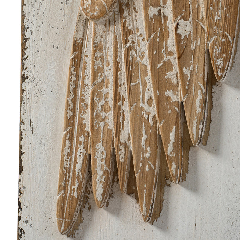 De deux panneaux muraux suspendus à oreilles en plumes, blanc vieilli, 42 po x 15,5 po, parfaits pour le salon, le couloir de la salle à manger 2