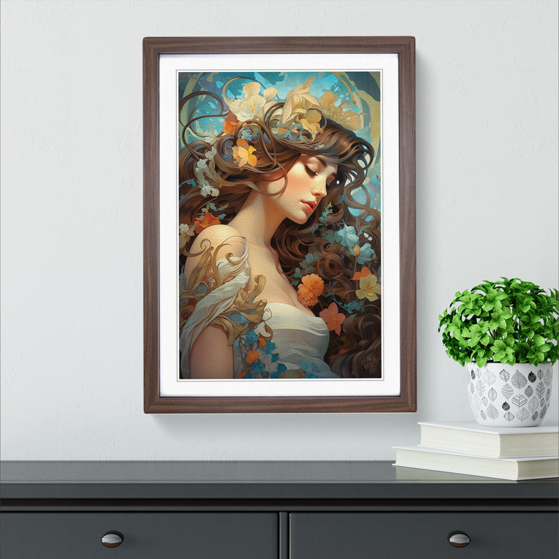Single Picture Frame Print on Wood, 34cm H x 25cm W, Walnut Framed