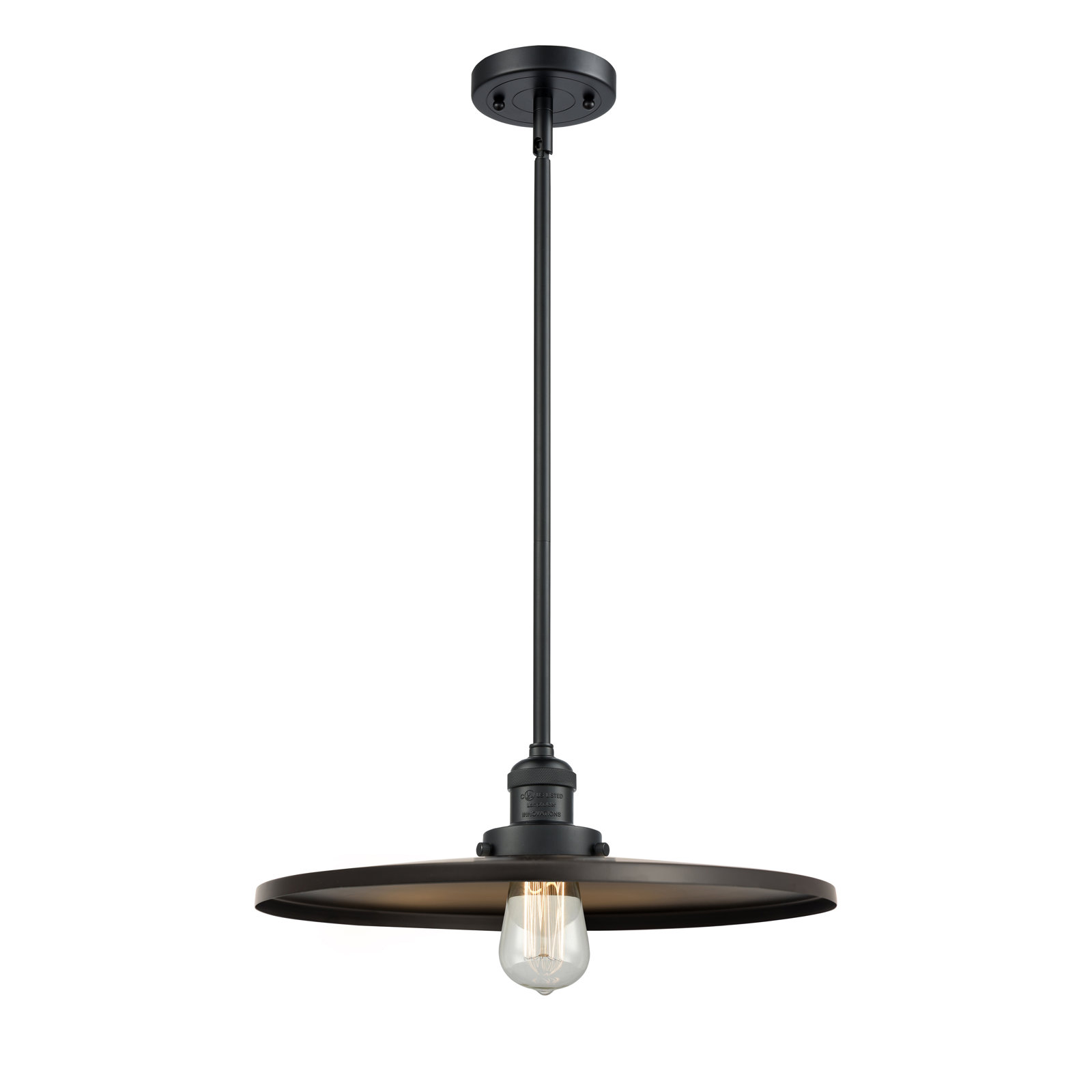 Rouvin Single Light Metal Dimmable Pendant, 5.38" H x 16" W x 16" D, Matte Black, Matte Black