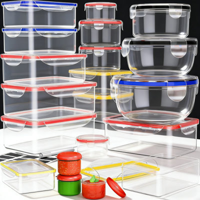 40-Piece Airtight Food Storage Container Set With Lids - Leakproof Plastic Meal Prep Containers For Kitchen Pantry Organization, Microwave, Dishwasher & Freezer Safe, Stackable Design