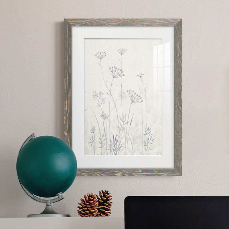 Neutre Queen Anne's Lace I encadré mat - prêt à accrocher, H 37,5 po x l 27,5 po x P 1 po, Cadre gris