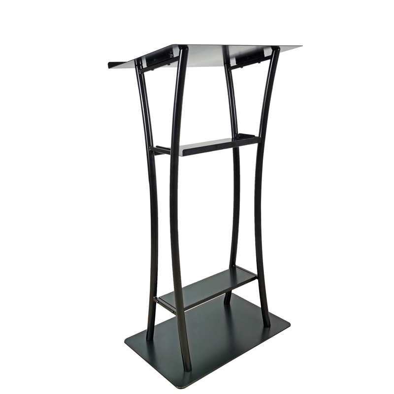 Pupitre en acier noir assemblé Fixturedisplays®, podium en métal 25 po de largeur x 15,7 po de profondeur x 47 po de hauteur 19617 - Podium assemblé