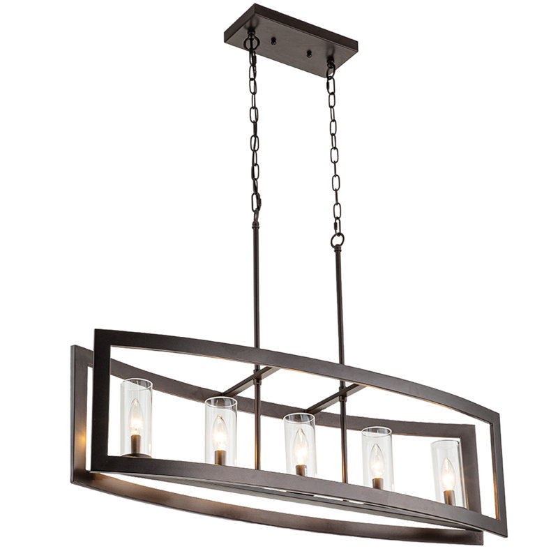 Prathik 5-Light Dining Room Chandelier with Clear Glass,Oiled Rubbed Bronze Finish