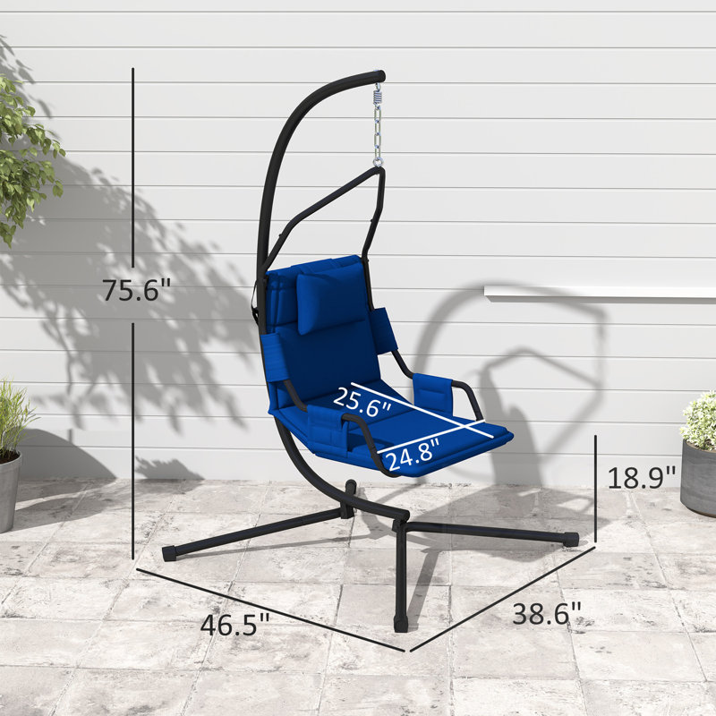 Chaise hamac avec structure et coussin en acier, Bleu très foncé