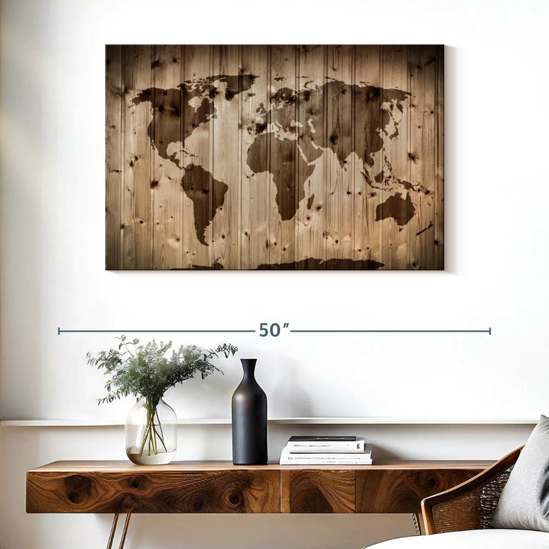 Aliaz Wood World Map, 26" H x 39" W