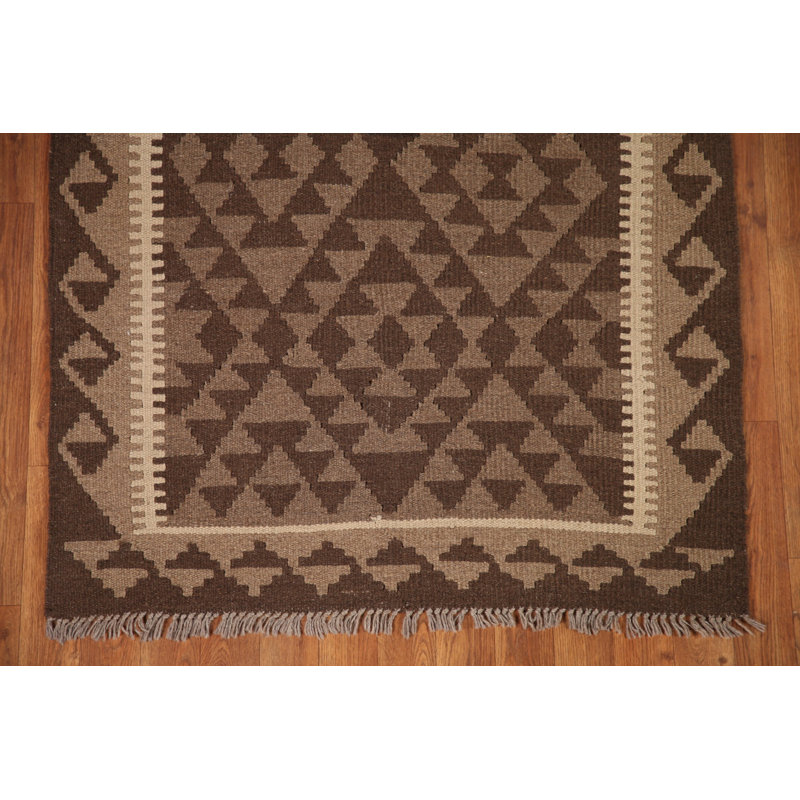 Geometric Kilim Reversible Wool Area Rug 3x5