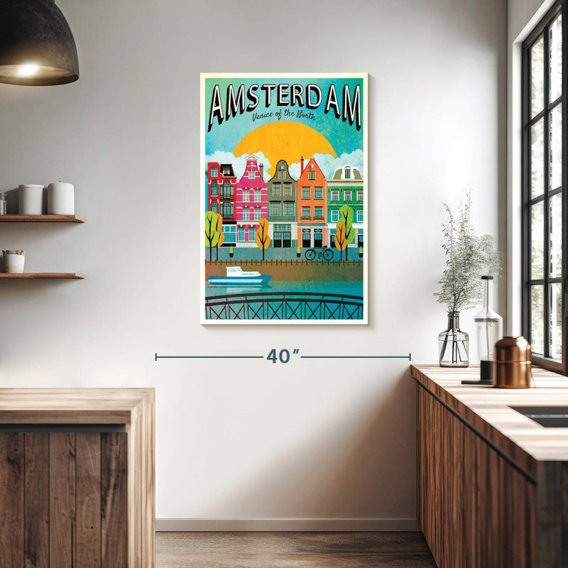 Affiche rétro de Amsterdam, H 39 po x l 26 po