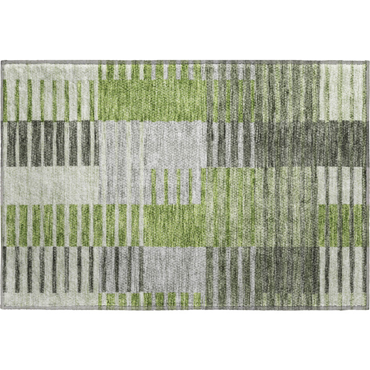 Premium Machine Washable Prisco Green Rug