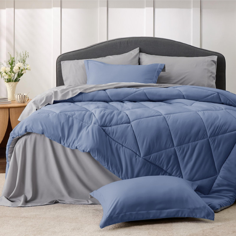 Best Seller Bedsure Comforter Set Reversible Bedding for All Seasons-89GSM, King Comforter + 4 Additional Pieces