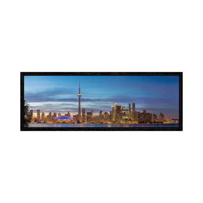 Skylines And CN Tower From Toronto Island Park, Toronto, Ontario, Canada by Panoramic Images - Floater Frame Panoramic Gallery-Wrapped Canvas Giclée on Canvas