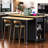 47 - Inch Kitchen Island With Extendable Countertop, Storage Drawers, Power Supply, Panel, Soft Close Hinges, Black Color 13.8"x41.7" Table, Internal Storage, 6+2 Wheels, For Organization-1316311763