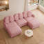 Canapé modulaire en U en forme de U à 5 places avec 2 repose-pieds et 6 coussins ronds, rose rosé-133450616