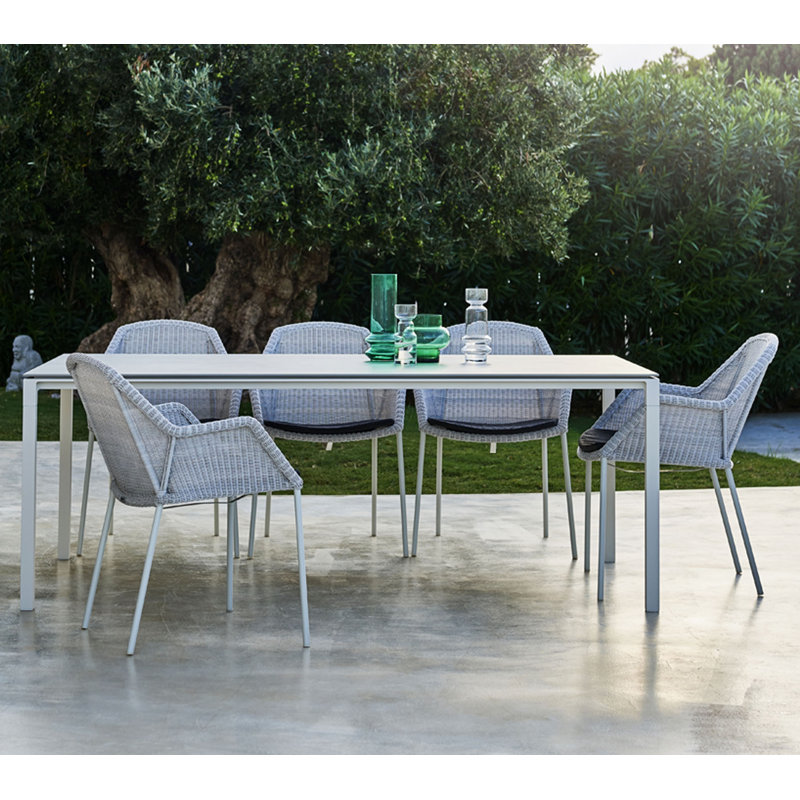 Pure Outdoor Dining Table, Nero Black, 28.8" H x 110.3" W x 39.4" D, Light Gray