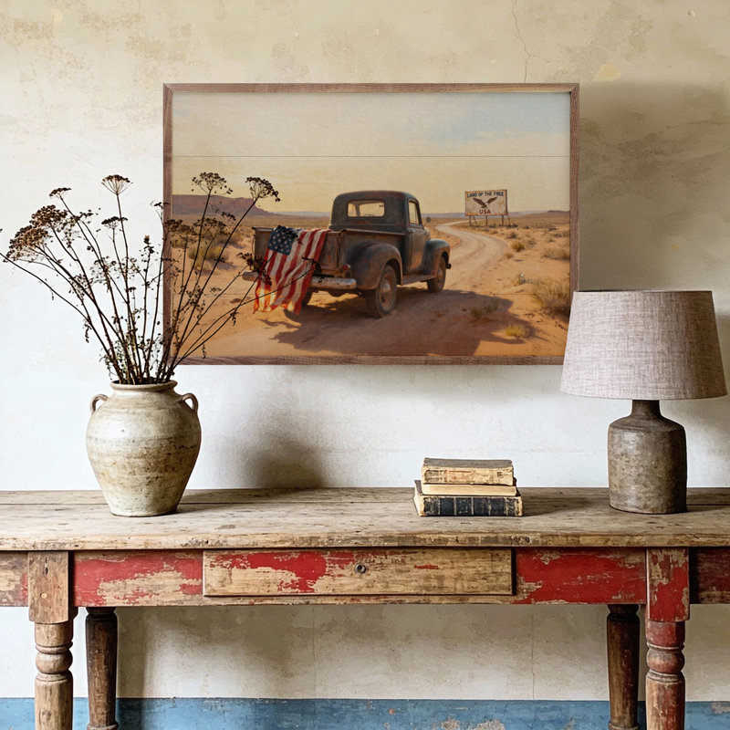 Americana Desert Truck Print, H 16 po x l 24 po