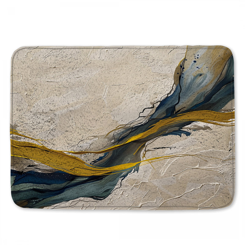 Tapis de bain fluide à tourbillons abstraits, 34in W x 21in L