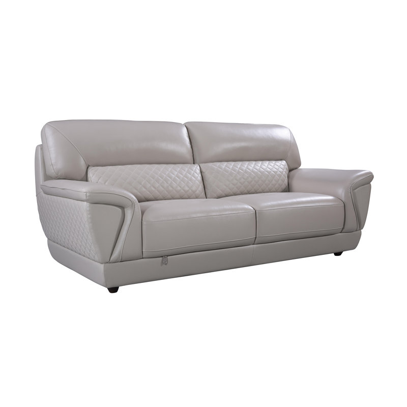 Alidade 85'' Upholstered Loveseat, Light Gray Leather Match