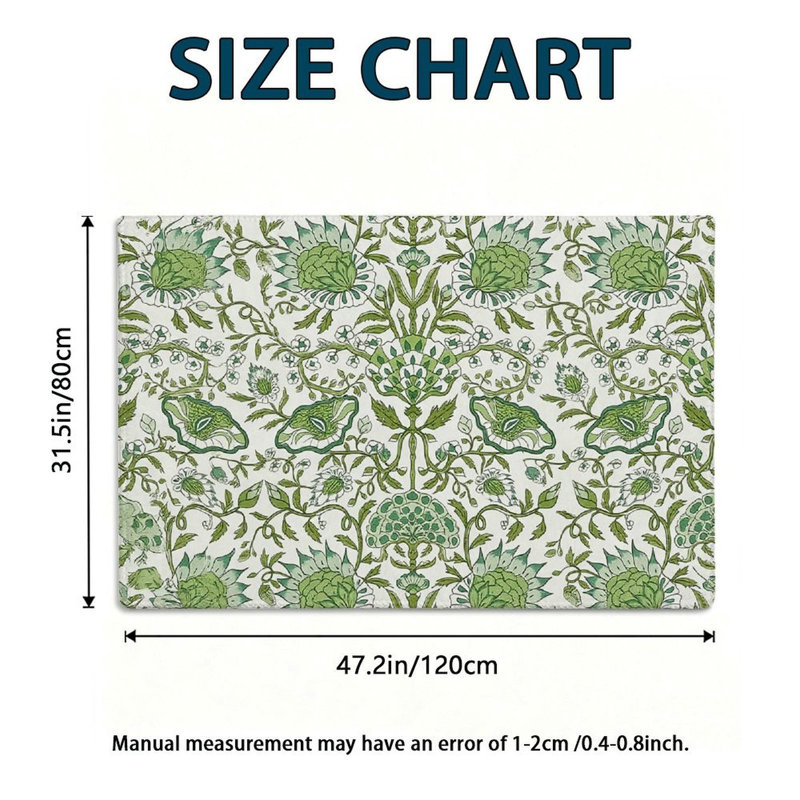 Tapis floral vert sauge 47 x 31 po