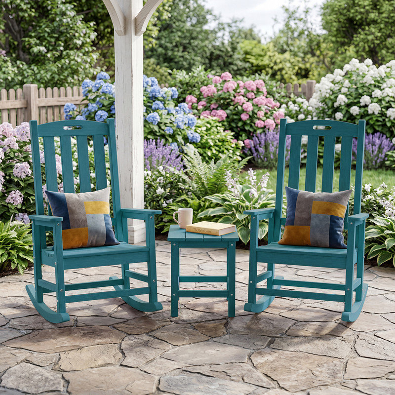 Ensemble de 2 chaises berçantes surdimensionnées pour l'extérieur, Bleu, Set of 2